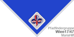 Pfadfinder-Halstuch (engl.: scout neckerchief /neckie, ital.: fazzolettone/fazzoletto scout, schwed.: Scouternas halsduk):  Wien17-47 